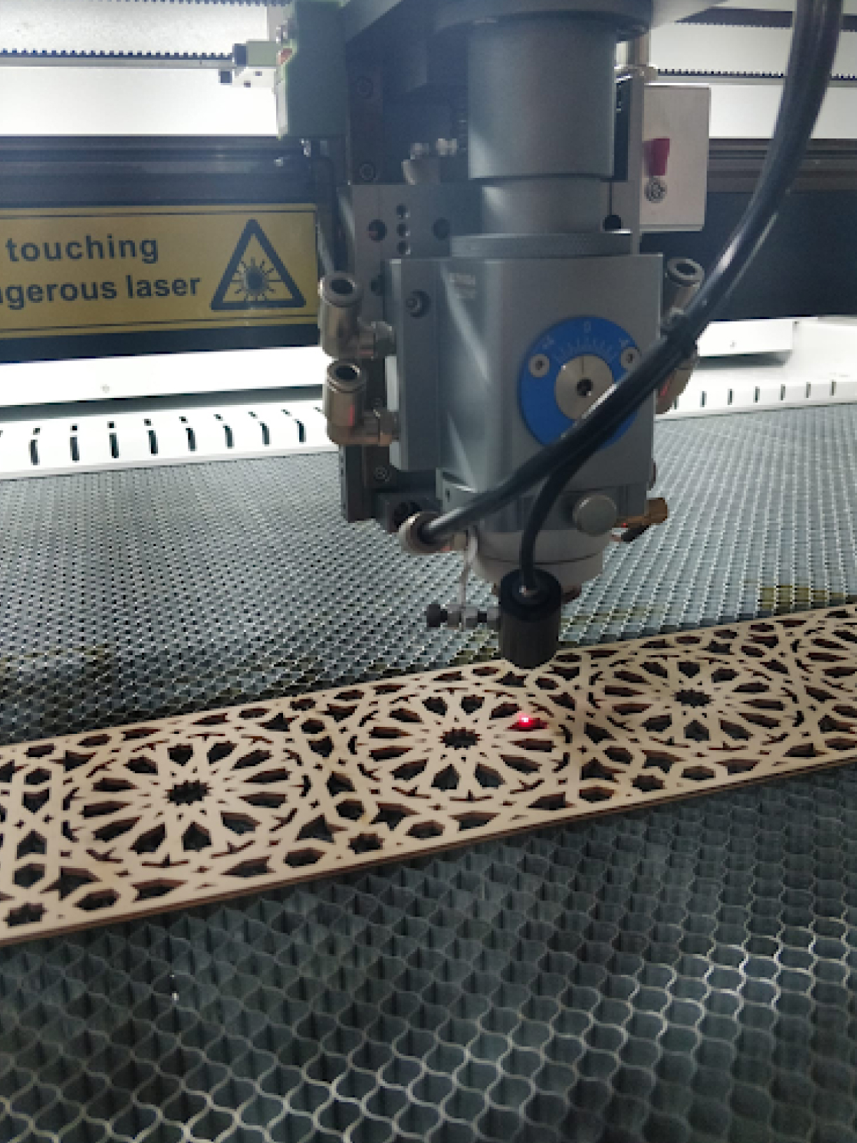 Laser cutting machine at work